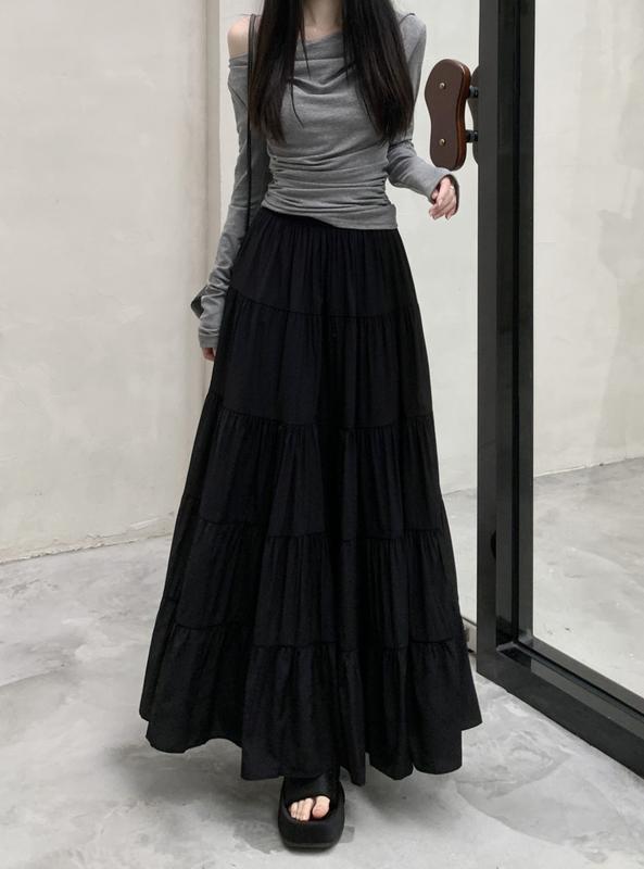 Product Introduction of Skirt Berlapis, Pinggang Tinggi, Untuk Wanita, Musim Bunga 2024 Ketibaan Baru, Lembut dan Elegan, Gaya Liar, Labuh Besar, Skirt Payung, Pakaian Garis A 28