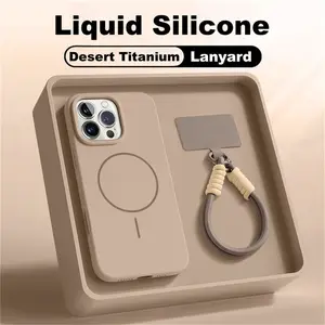 Luxury Soft Silicone Magnetic Phone Case for IPhone 16 Pro Max 11 12 13 14 15 Pro Max Hand Strap Lanyard Casing Shockproof