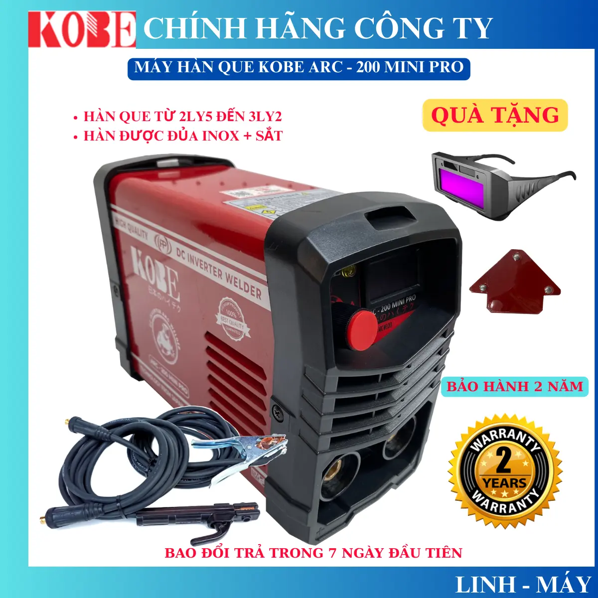 Máy hàn que KOBE ARC 200 mini pro - INVERTER tiết kiệm điện