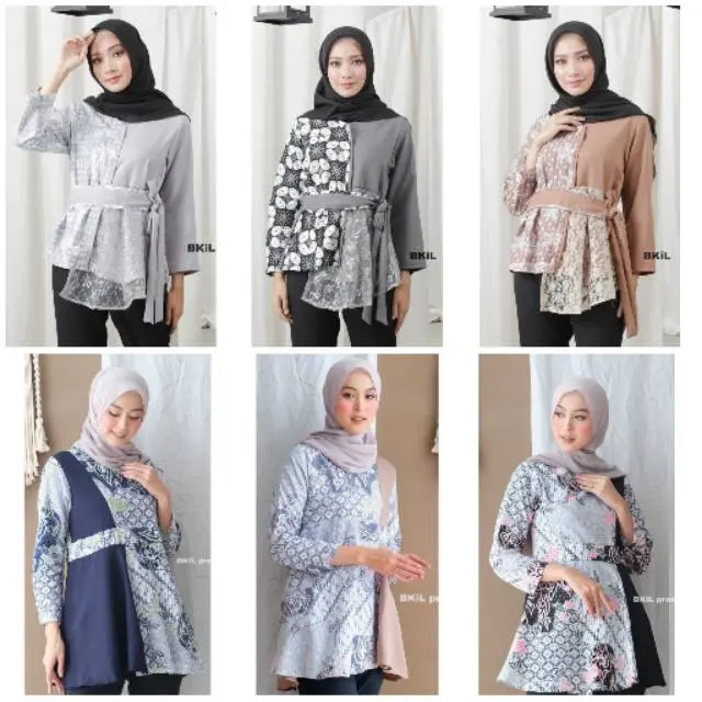 (NEW) Batik Wanita Kekinian Blouse Batik Brokat Batik Kombinasi
