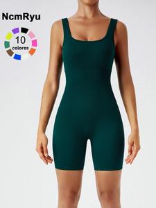 Body deportivo sólido de una pieza para mujer, romper ajustado para ciclismo, ropa deportiva push up, atuendos de verano 2024, body de fitness, control de abdomen
