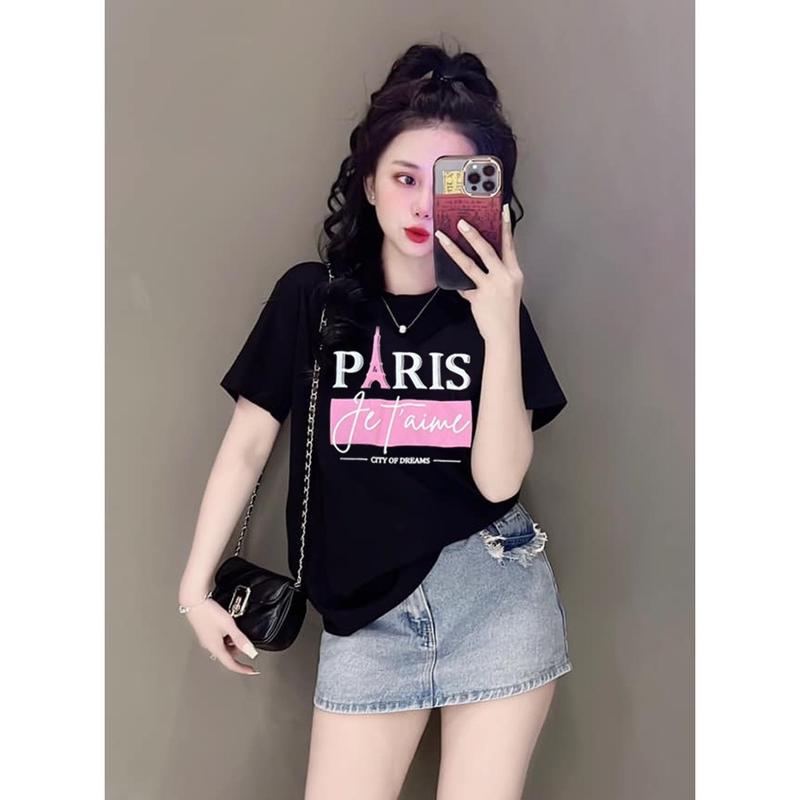 Mã 30 - Áo thun thái form vừa (40-58kg) Top Nữ Cotton Cổ Tròn Menswear Women 2