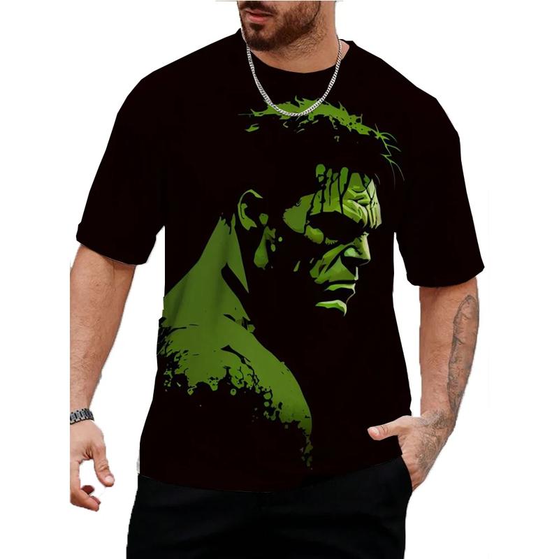 Product Introduction of Fashion Men's T-shirt 3D Hulk Pattern Printing Tee Street Casual  Short Sleeves Round Neck Harajuku Cool Tops 26