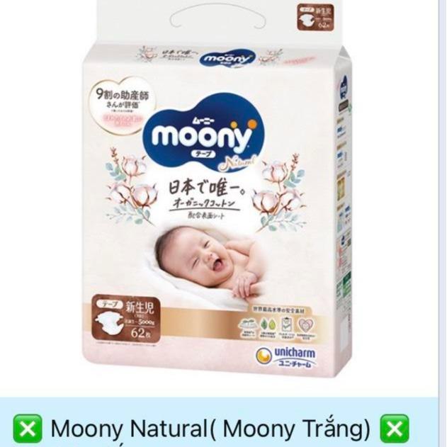 TÃ/BỈM MOONY NATURAL TRẮNG  NỘI ĐỊA ĐỦ SIZE DÁN NB62/S58/M46/L38, QUẦN M44/L36/XL32