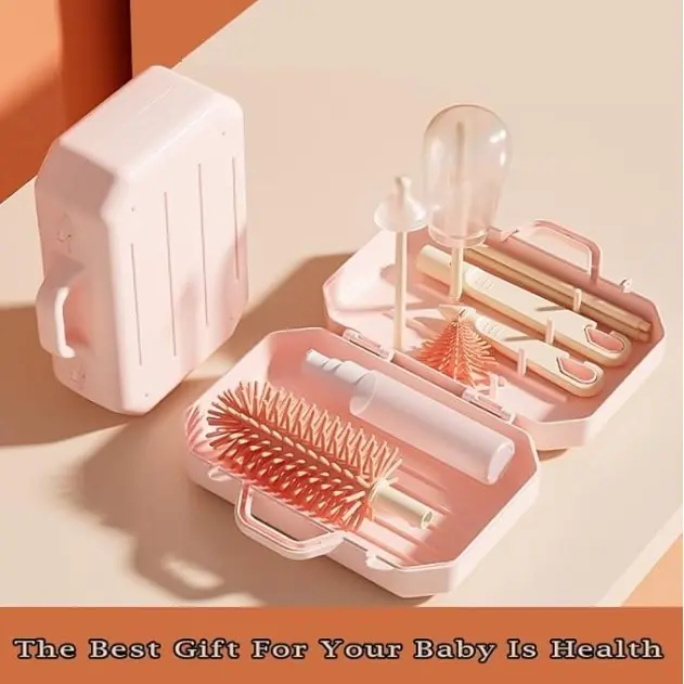 【COD】Portabel 6 IN 1 Set Sikat Botol Susu Bayi untuk Perjalanan Dan Rumah Multifungsi Brush Set Travel 6in1 2