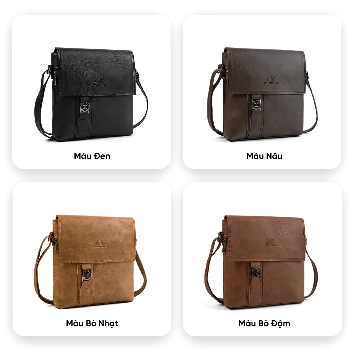 Túi đeo chéo da PU cao cấp unisex Long Hải khoá chữ H - Đeo Vai, Bag