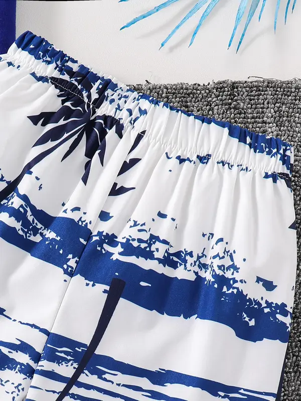 Two-piece Set Boy's Leaf Print Short Sleeve Tee &  Shorts, Casual Summer Clothes for Kids Outdoor Holiday Vacation 4