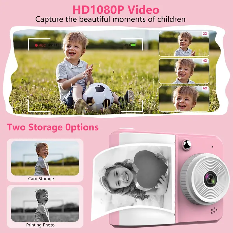 Instant Print Camera, 1 Count 1080P HD Instant Print Camera for Kids, Digital Camera for Kids, Ideal Gifts for Boys & Girls 5