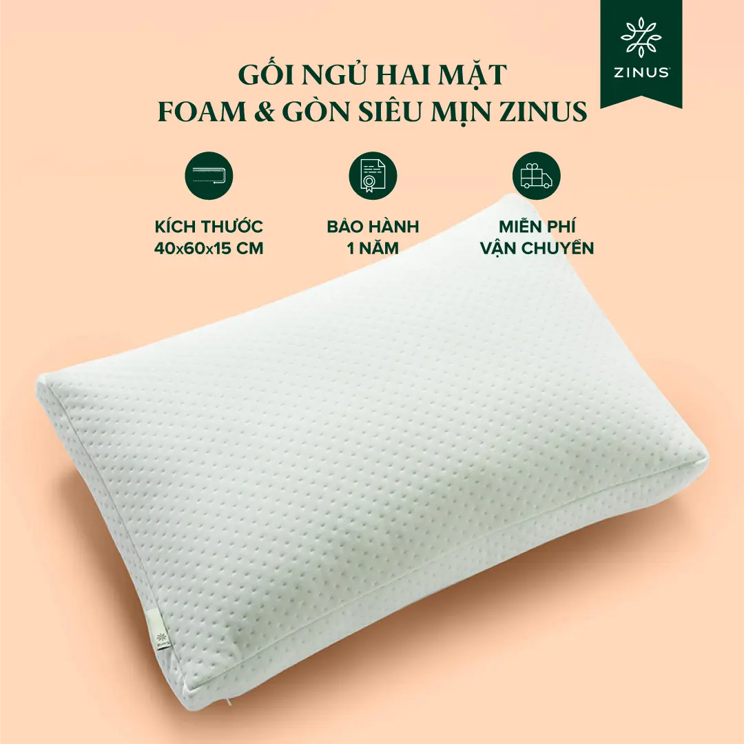 Gối Cao Su Non Kết Hợp Gòn Tơ Tằm - Dual Side Memory Foam Pillow gối  công thái học