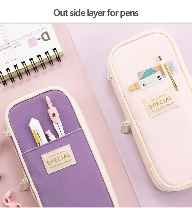 Product Introduction of Kawaii pencil cases large capacity pencil bag girls' stand box office student stationery organizer school supplies term bags 12