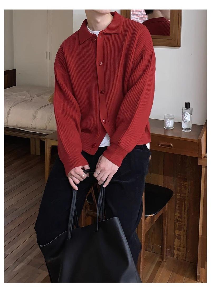 Product Introduction of Áo Khoác Cardigan Len, Màu Xanh Lá Đậm Trơn Cổ Polo, Dáng Rộng Vừa Vặn, Thoải Mái, Mặc Mùa Thu Và Mùa Đông, Phong Cách Hàn Quốc, Thời Trang Nam, Trang Phục Thường Ngày 6