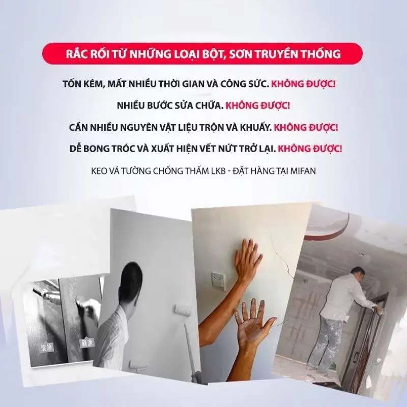 KEO SƠN VÁ TƯỜNG 2 trong 1 dễ dàng giải quyết các vấn đề tường bong tróc nứt nẻ, vết vẽ bút màu 5