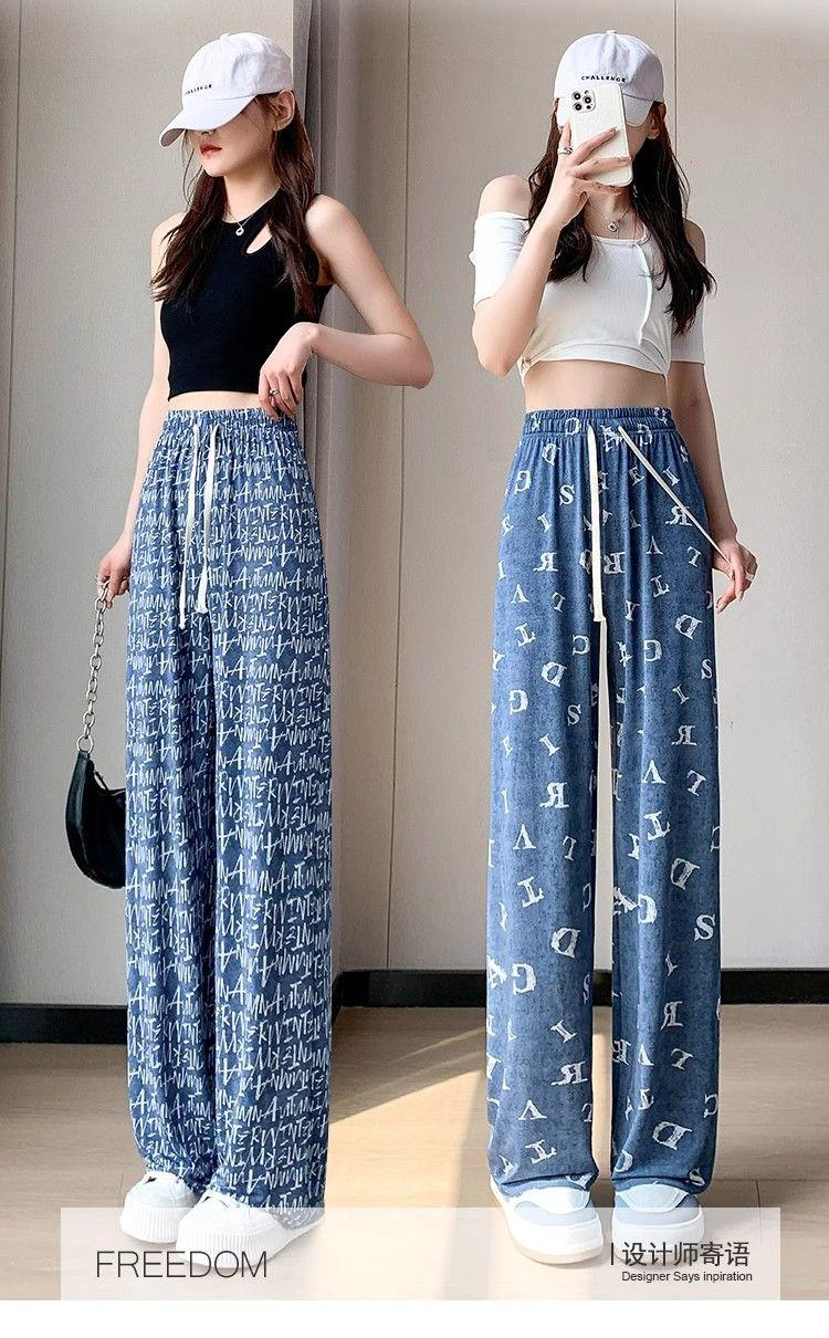 Product Introduction of Quần Jean Ống Rộng, Chất Liệu Lụa Ngầu Dành Cho Nữ, In Hoa Sang Trọng, Cạp Cao, Quần Áo Liền Quần Thường Ngày Dáng Rộng Vừa Vặn, Phiên Bản Mỏng Vừa Vặn, Bó Sát, Quần Denim Ống Đứng, Mùa Hè 2024 14