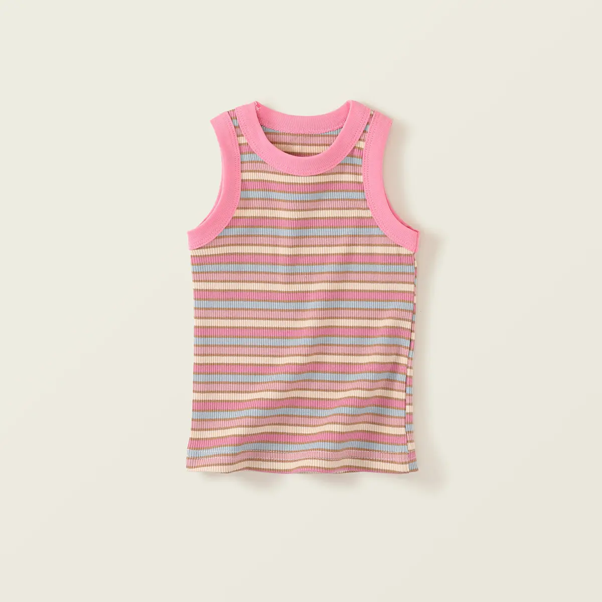 Young and Little Girls Dopamine Color Stripes Sleeveless Vest Summer New Baby Girl Korean Stretch Top T-shirt sando  girl