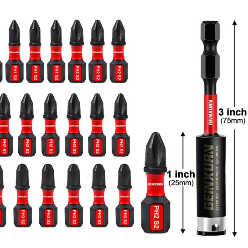 Mixed Impact Magnetic Phillips Screwdriver Set, S2 Alloy Steel Screwdriver Bit Set with Storage Box, Professional Tool Kit for Home & Office 2