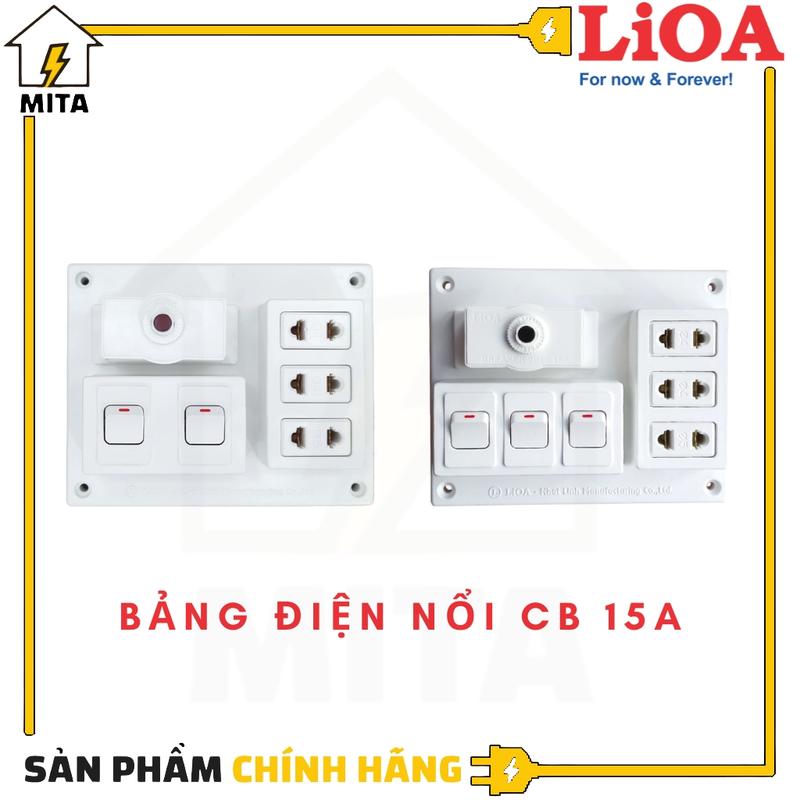Bảng Điện Nổi LiOA 15A Có 3 Ổ Cắm + 2/3 Công Tắc - Bảng Điện Lắp Nổi - MITA