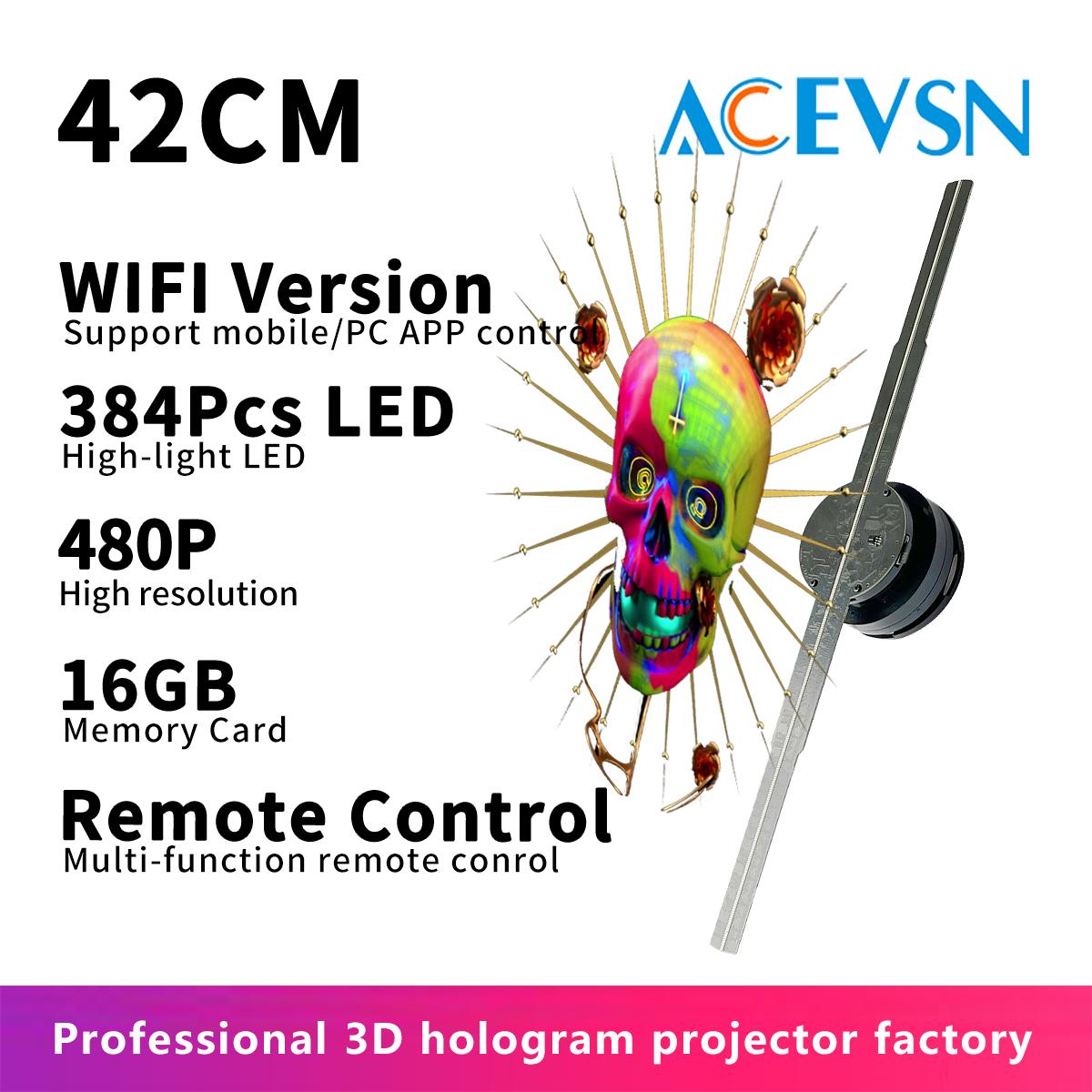 42CM 384Pcs WIFI hologram 3d fan projector Advertise Imaging Logo Light holographic led fan Party Decoration Advertising Display - Image 4