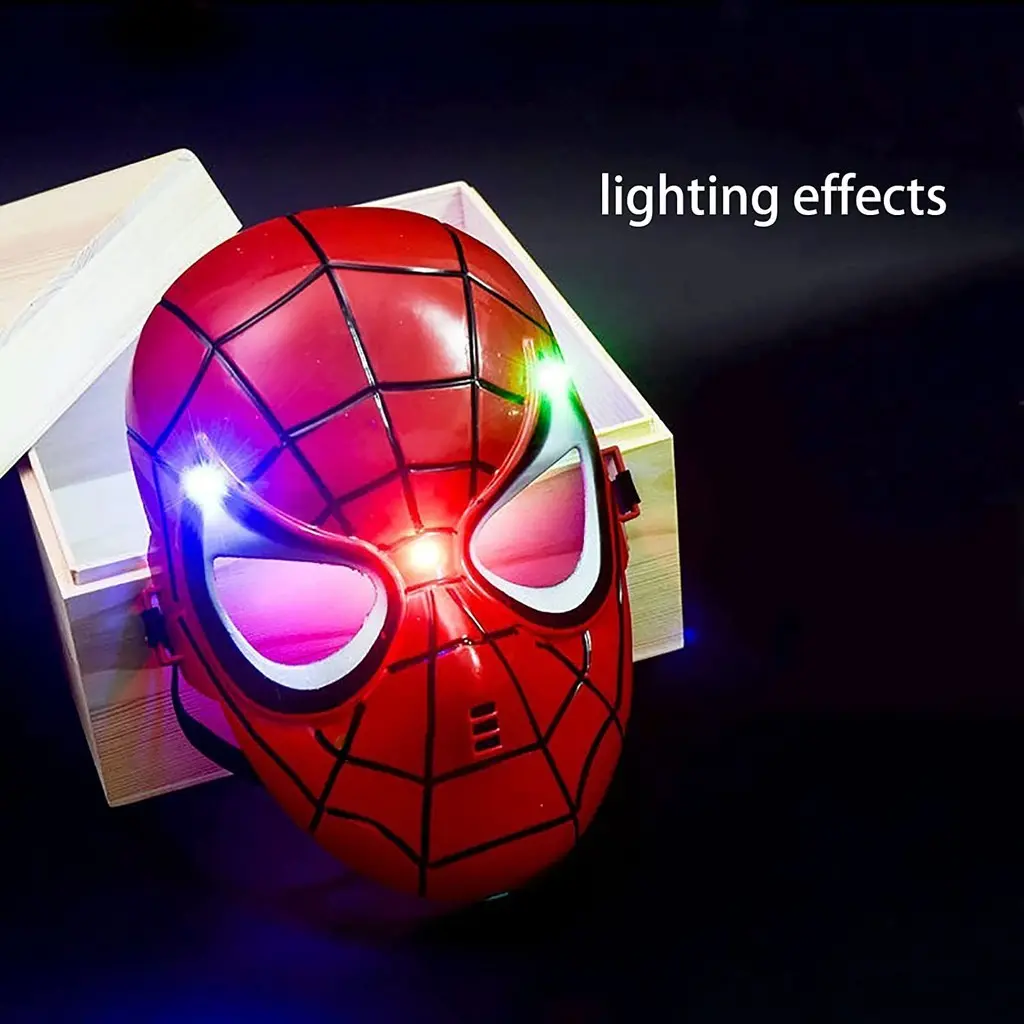 Toy with lights, Spider Man mask, children's superhero role-playing, Avengers mask