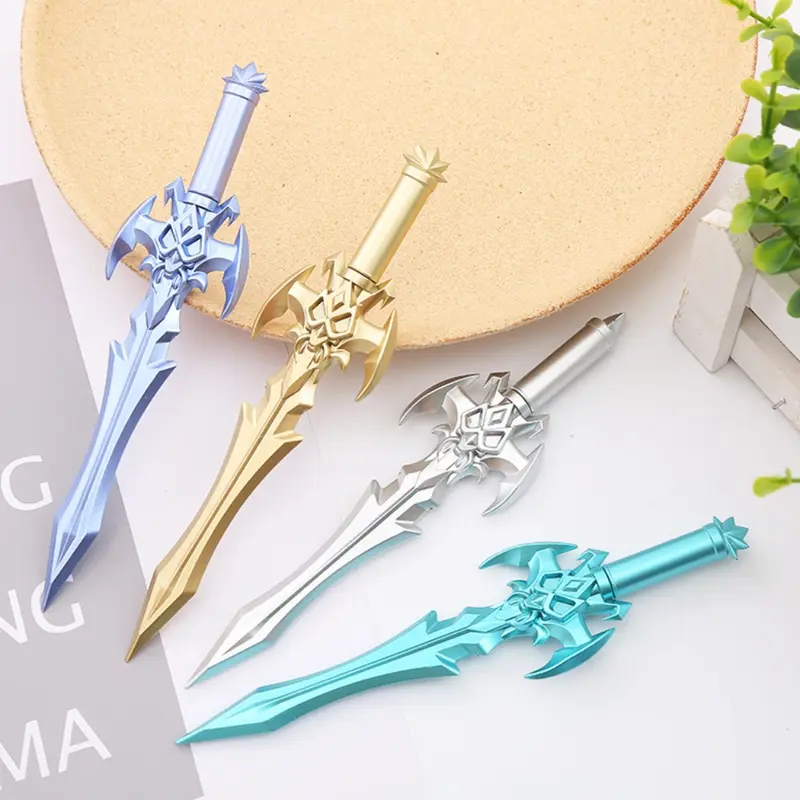 Bút Gel Văn Phòng Phẩm Hình Thanh Kiếm, Không Độc Hại, Nhựa Thực Dụng Chống Mài Mòn, Bút Ký Tên Dễ Thương, Nhanh Khô, Dung Tích Lớn, Dụng Cụ Viết Cho Học Sinh 6