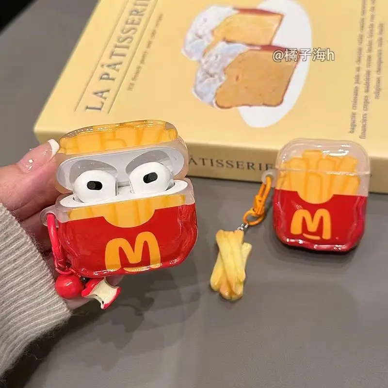 Cartoon French Fries Pendant Compatible with Apple AirPods Pro 2 Wireless Bluetooth Earphone Case for 3rd and 1st Generation