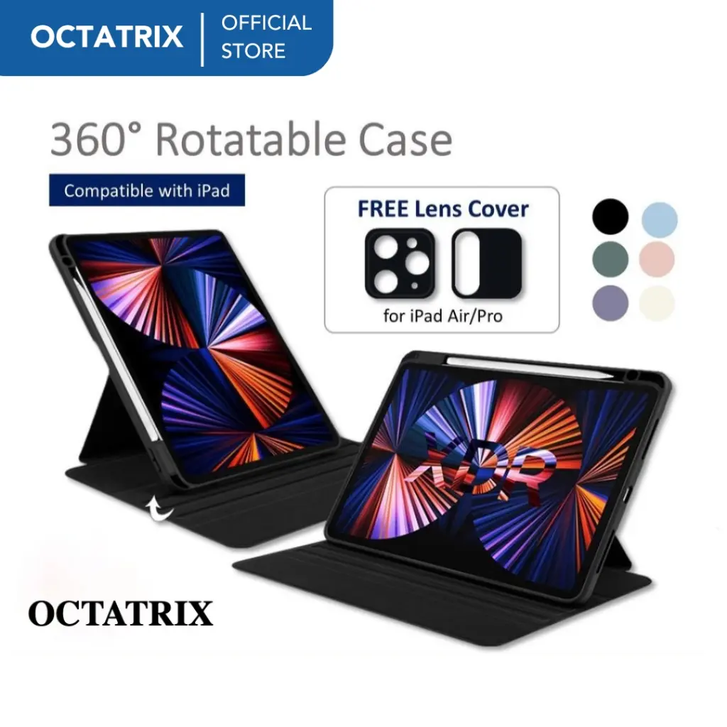 Case Acrylic 360 Rotate Compatible For Ipad Gen 7 8 9 10 Air 4/5/6  Air 6 11"/13" Mini 6 Ipad Pro 11" Pro 12.9" Casing Premium With Pen Slot