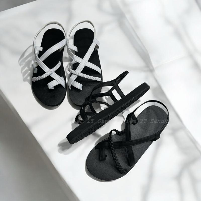 Giày Sandal xỏ ngón nữ quai chéo đế Cao Su