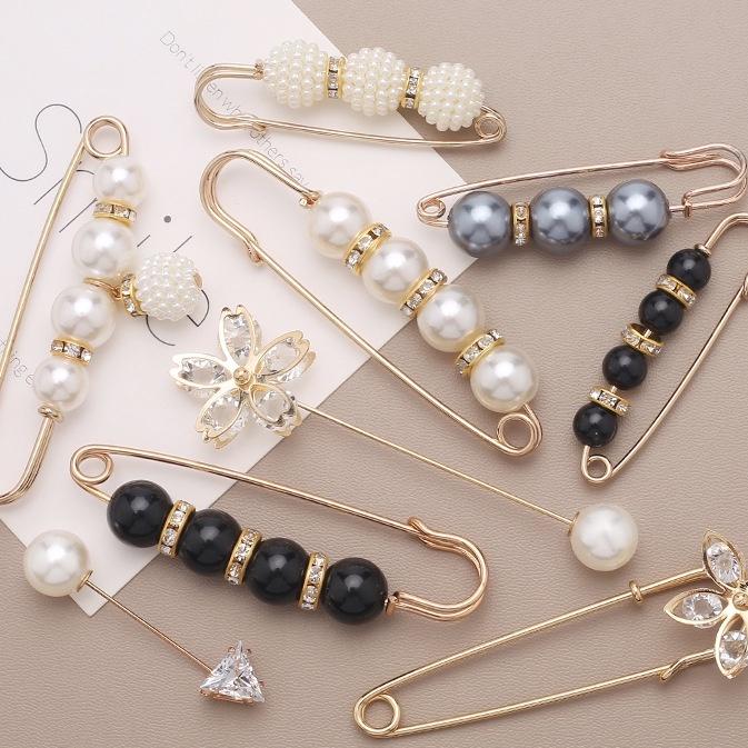 Bộ 13 Ghim Cài Quần Áo Tiện Ích Women Nữ Chống Rộng Clovershop Hợp Kim Cao Cấp Ngọc Trai Nhân Tạo 6