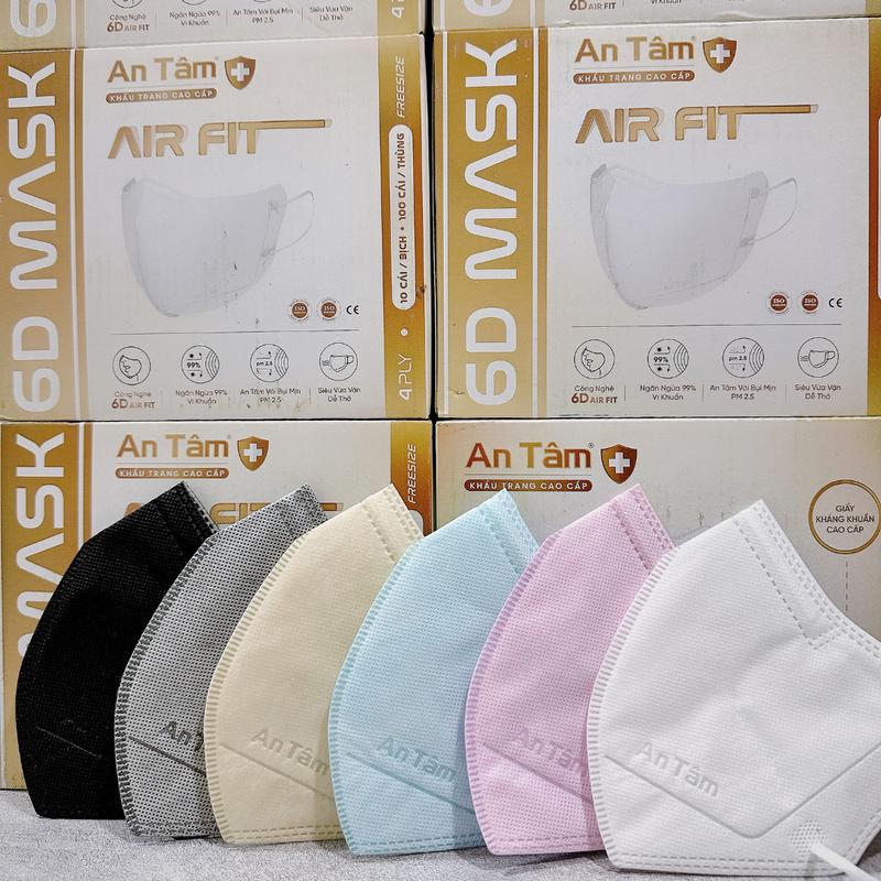 2 Thùng (200cái) Khẩu trang An Tâm 4 lớp 6D - hàng 4 lớp cho mặt to
