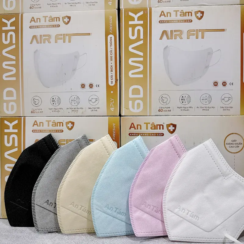 2 Thùng (200cái) Khẩu trang An Tâm 4 lớp 6D - hàng 4 lớp cho mặt to 0