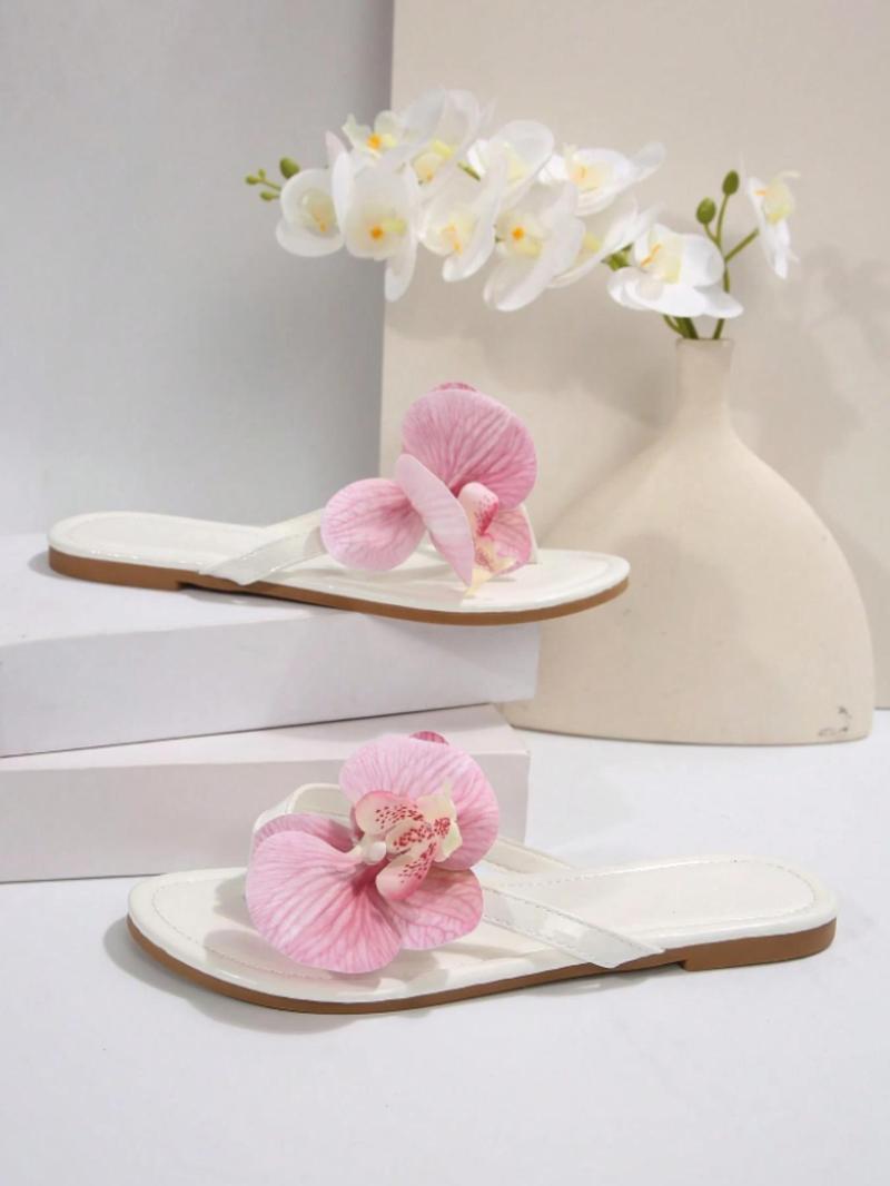 Product Introduction of Women's Boho Style Flower Decorated Slide Sandals, Casual Trendy Flat Sandals, Fashionable Sandals for Daily Wear, Shoe 6