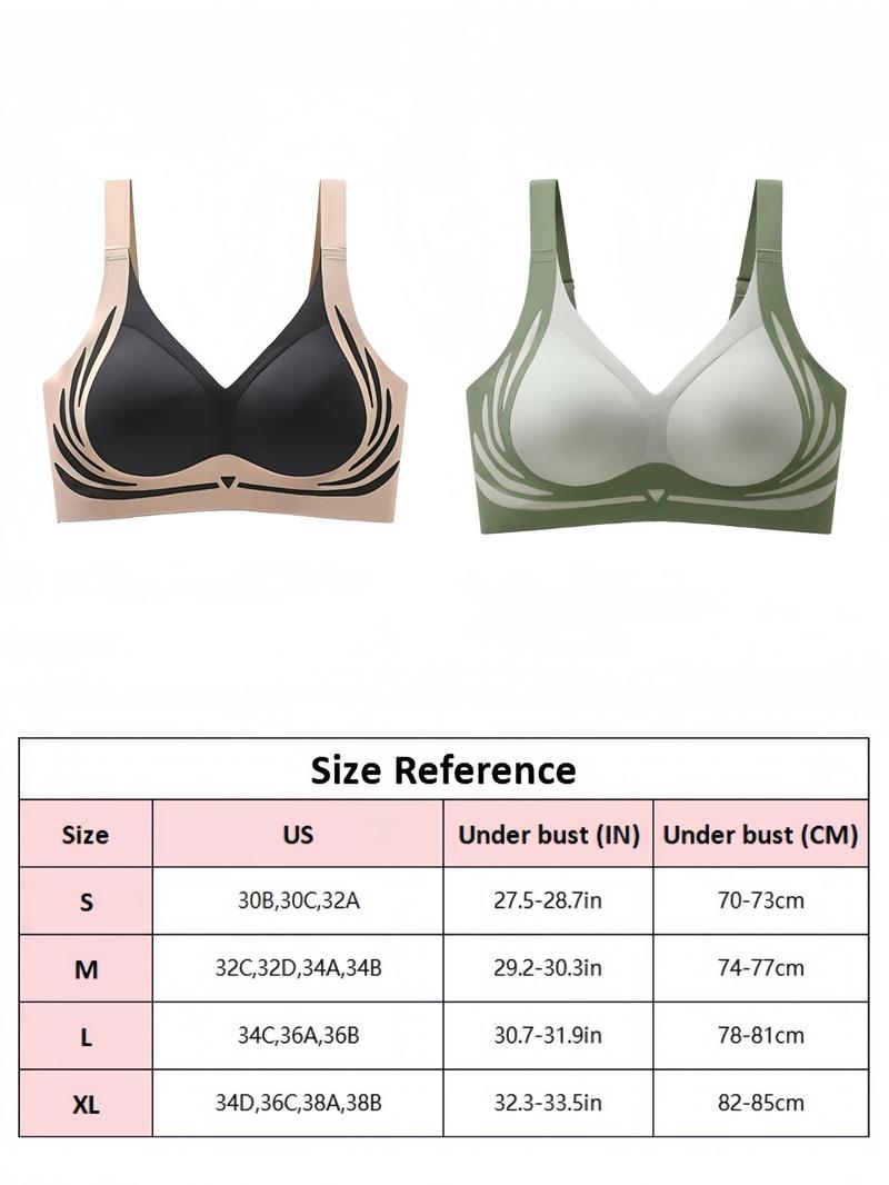 Product Introduction of Women's Colorblock Print Wireless Bra, Seamless Adjustable Strap Push Up Bra, Soft Comfortable Breathable Lingerie for All Seasons 14
