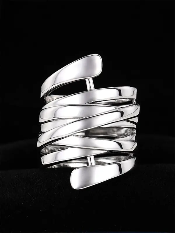 Vintage Hollow Out Geometric Design Wrap Ring, Fashion Accessories for Women, Trendy All-match & Exquisite Jewelry for Birthday Gift 3