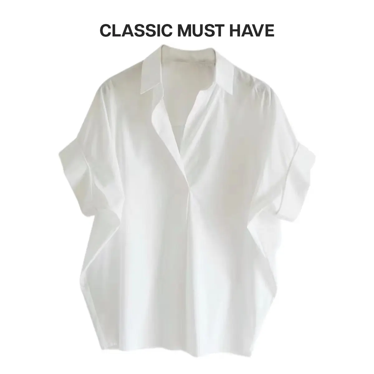KEMEJA PUTIH WANITA KLASIK ATASAN WANITA Polyester Panjang Baju Hitam Baju Basic Oversize Katun Polyester