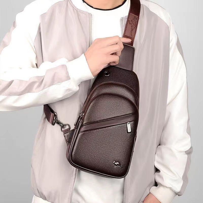 Túi Đeo Chéo Da Nam, Kangaroo, Túi Đeo Ngực, Túi Pannier Ba Lô, Đa Năng, Dung Lượng Lớn, Túi Đeo Một Bên Vai Đi Chơi Hàng Mới Về 3