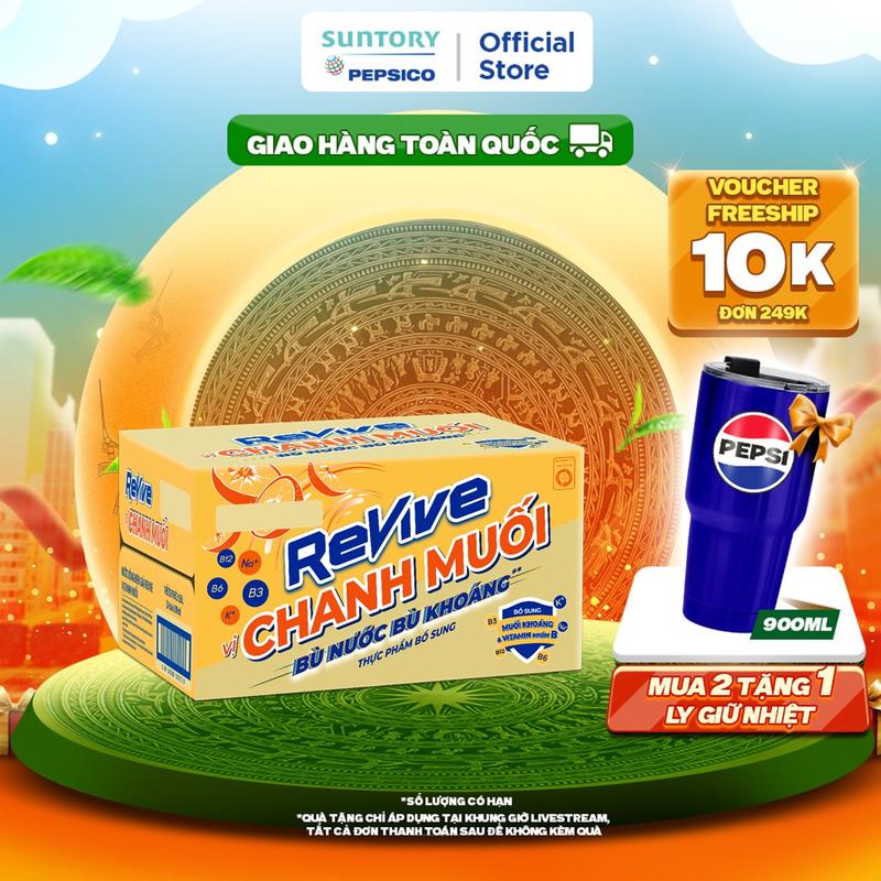 Thùng 24 Chai Nước Giải Khát Revive Chanh Muối (390ml/chai)