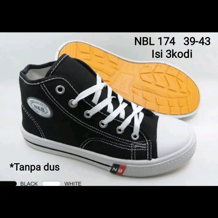 Nb tinggi hitam putih sepatu sekolah perempuan dan laki.laki 0