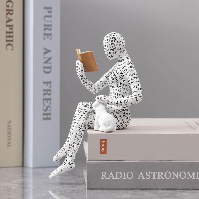 Reading Woman Design Creative Ornament, 1 Count Modern Resin Desk Bookshelf Decoration for Home Office, Statue, Figurine 4