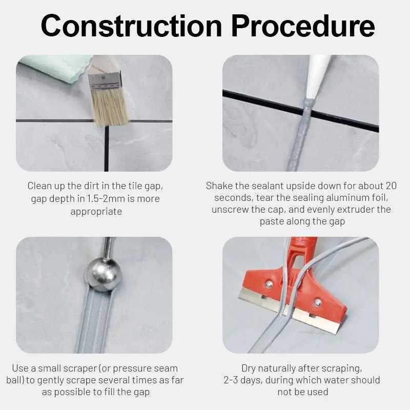 Waterproof Tile Grout Filler, Tile Repair Filler, Grout Tiling Tile Reviver Repair, Concrete Caulking Adhesive Tile Joint Renovation Agent, Tile Joint Repair Agent 4