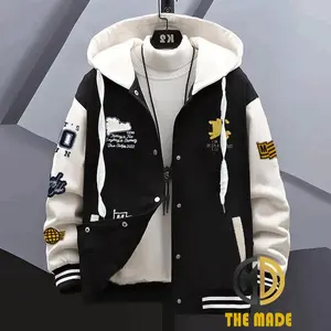 Jaket Hoodie Varsity Bordir Kancing Kupluk Terbaru untuk Anak dan Dewasa Laki-laki dan Perempuan Bahan Fleece Tebal Keren Viral Varian Warna Hitam Biru Navy Hijau Merah Marun Cream Fashion