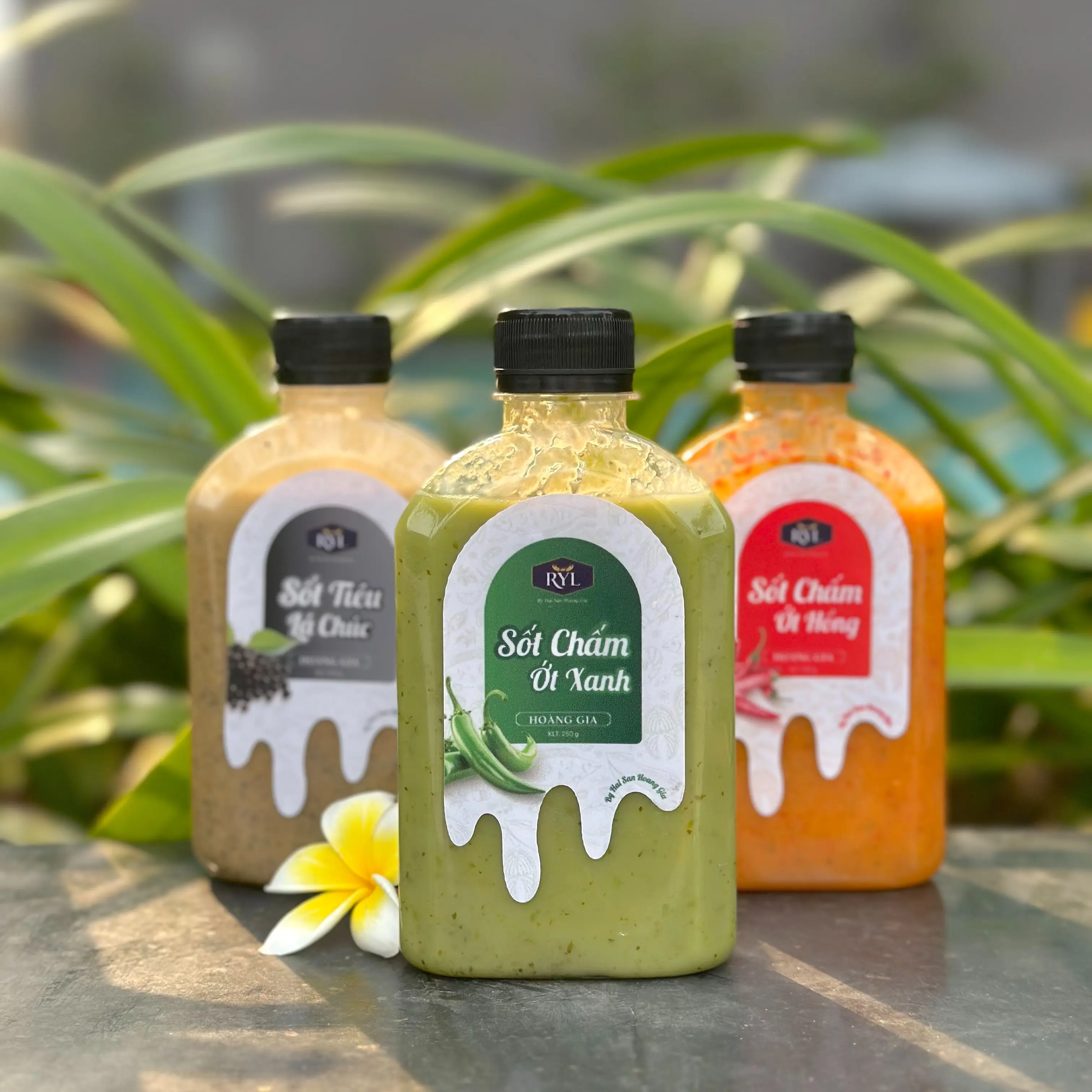 Set 3 Chai Sốt Chấm Thượng Hạng Hải Sản Hoàng Gia [Ớt Hồng, Tiêu Đen, Ớt Xanh] - Sốt Chấm Hải Sản, Thịt Nướng, BBQ