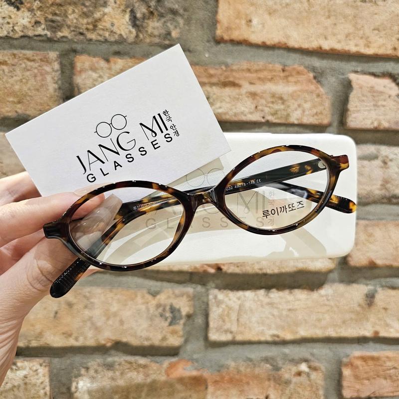 Gọng kính nam nữ thời trang Jangmi kính oval gọng cốt kim loại cao cấp 9141