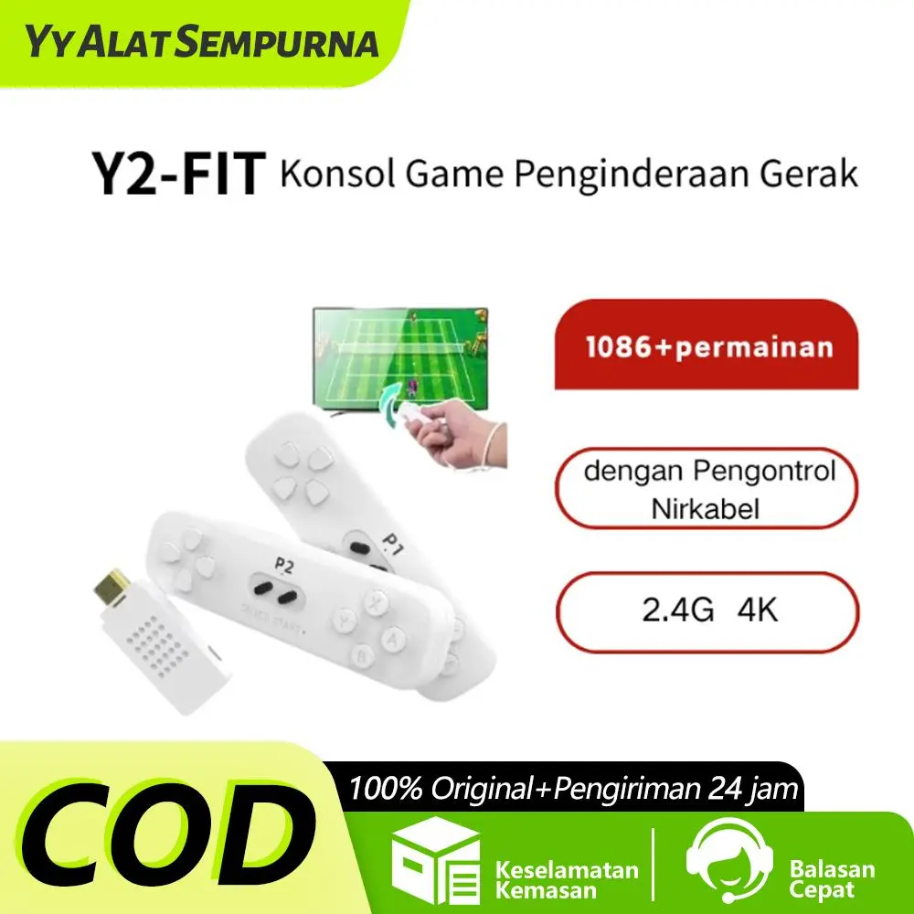 Stik Game Retro Kodok DATA Y2-FIT dengan Pengontrol Nirkabel 2.4G 4K Konsol Game Penginderaan Gerak Klasik Video Game Bawaan 1000 Game FLY