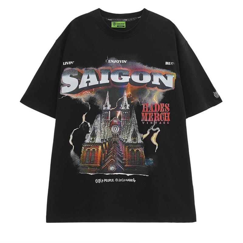 ÁO THUN SAIGON SPIRIT TEE Đen Cotton - HADES Brand Chính Hãng UNISEX Cổ Tròn