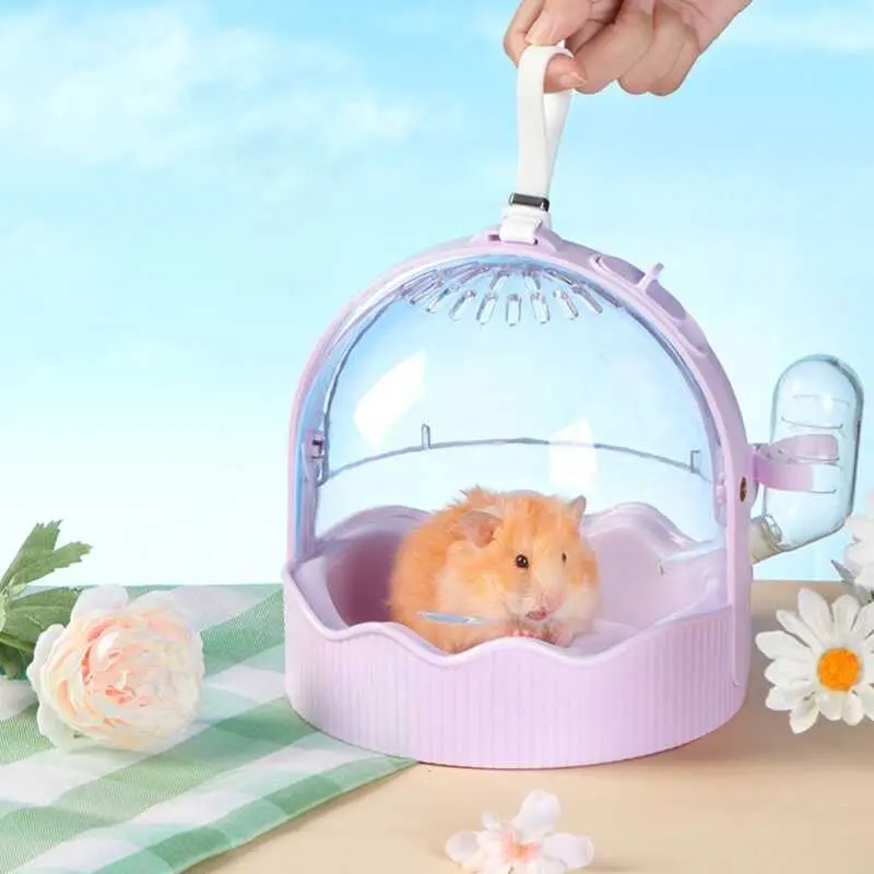 Carrier Travel Cage with Water Bottle Breathable Hamster Case for Squirrel Hamsters Outdoor Use