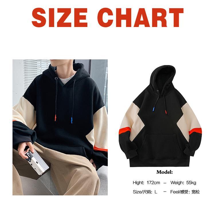 Áo Hoodie Nam, Dáng Rộng, Hợp Xu hướng, Dành Cho Thanh Thiếu Niên Và Học Sinh, Màu Tương Phản, Áo Áo Chui Đầu Dài Tay, Thích Hợp Cho Các Cặp Đôi, Áo Len 6