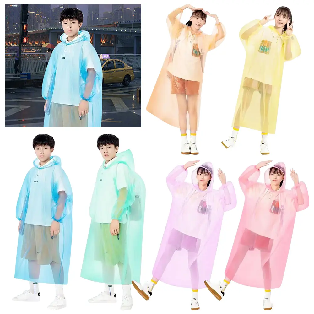 High Quality Vacuum Compression Kids Raincoat Travel Waterproof Rain Coat Convenient Durable Reusable Poncho Children
