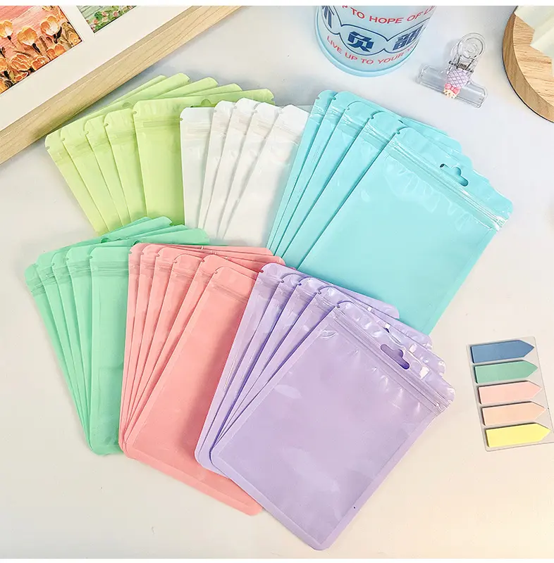 Combo 10 Túi Zip Đựng Đồ Màu Sắc Pastel Dễ Thương, Đựng Quà Tặng, Ảnh, Postcard, Handmade - BEYOU 5