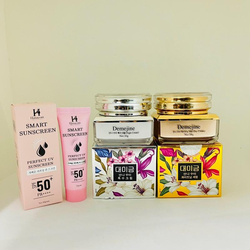 Cặp Kem Dưỡng Da Demejine + Kem Chống Nắng Hanacom Skincare