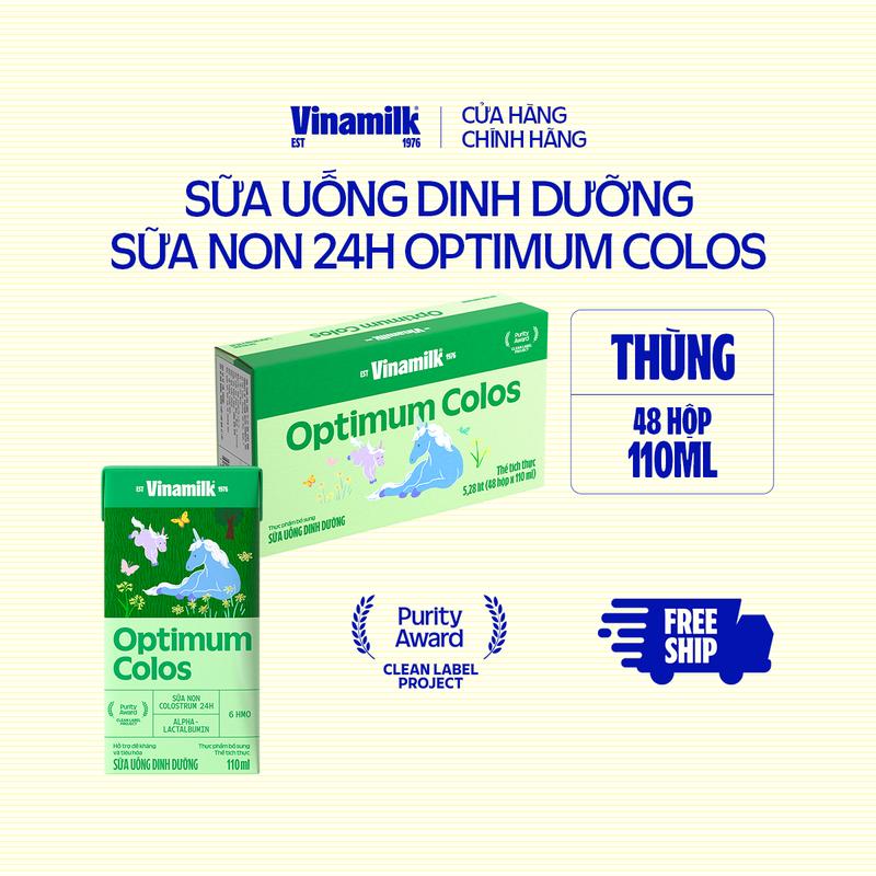 Thùng 48 hộp Sữa non Vinamilk Optimum Colos 110ml -Sữa bột pha sẵn, Miễn dịch khỏe