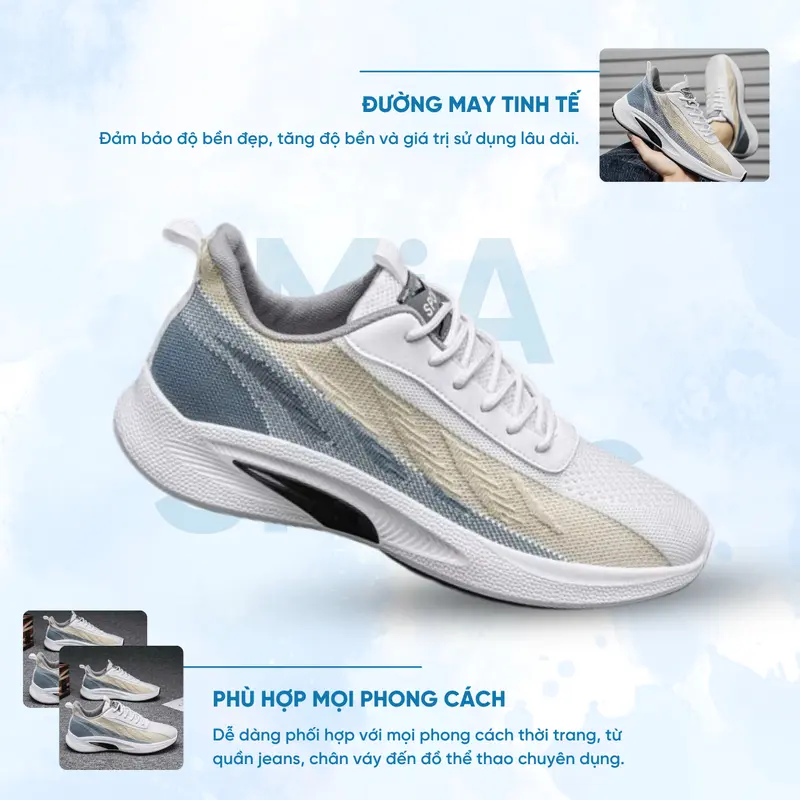 Giày Thể Thao Nam SEA Đế Đàn Hồi Cao Chống Trơn Rượt Êm Ái Form Ôm Sát Kiểu Dáng Đơn Giản Hiện Đại 3